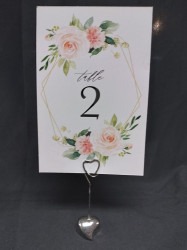 Silver Single Heart Table Number Holder Clip