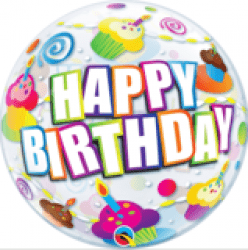 BUBBLES Happy Birthday Colorful Cupcakes - 22 inch