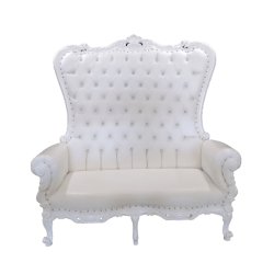 Double Throne Settee White with White trim