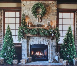 Christmas Greenery Fireplace Backdrop