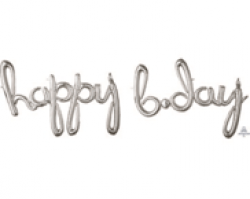 HAPPY B-DAY Script Phrase - SILVER