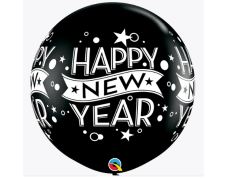 New Years Confetti Dots Wrap (Black) Print