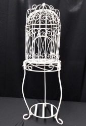 White Bird Cage and Stand w/ door