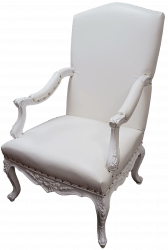 Padded chair White with White carved wood trim