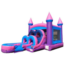 Pastel Castle Slide And Bounce Combo Waterslide