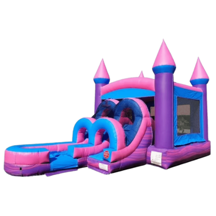 Pastel Castle Slide And Bounce Combo Waterslide