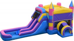 Pink And Purple Double Lane Slide And Bounce Combo