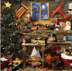 Santa's Workshop Vintage Backdrop
