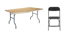 Black Folding Chair & 6 ft Table Seating Package