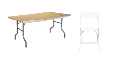 White Folding Chair & 6 ft Table Seating Package