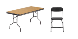 Black Folding Chair & 8 ft Table Seating Package