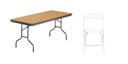 White Folding Chair & 8 ft Table Seating Package