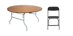 Black Folding Chair & 60 in Round Table Seating Package