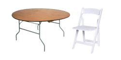 White Garden Chair & 60 in Round Table Seating Package