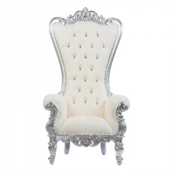 Throne Chair White with Silver trim