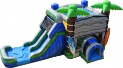 Tropical Double Lane Slide And Bounce Combo