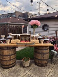 Whiskey Barrel Bar with Wooden Door Top