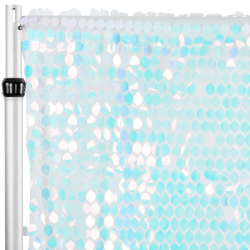 Sequin Leaf 10 ft Iridescent White Curtain